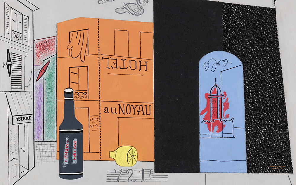 A detail of the painting "Arch Hotel" (1929) by Stuart Davis.